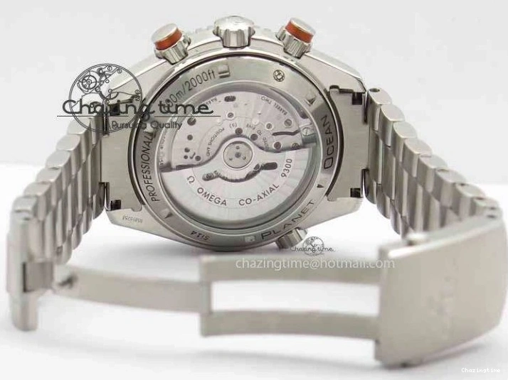 0110 Sophisticated Planet Ocean Master Chronometer Chrono SS OM 1:1 Best Edition Orange On SS Bracelet A 8156